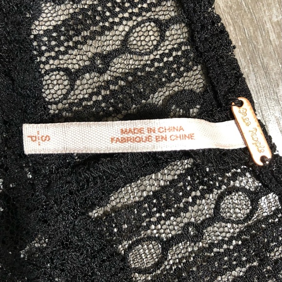 FREE PEOPLE Women’s Sheer Lace Top Black Size Small - Picture 4 of 6